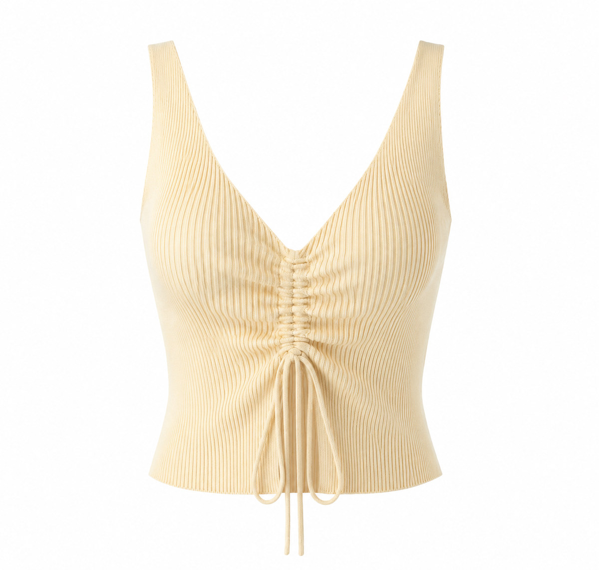 TOP CORTO ACANALADO CUELLO EN V · AJUSTE MODERNO
