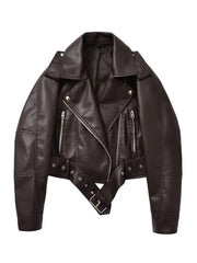 CHAQUETA MOTERA VINTAGE IMITACIÓN CUERO · CINTURÓN AJUSTABLE