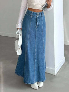 FALDA LARGA VAQUERA DENIM CLÁSICO · ESTILO CONTEMPORÁNEO
