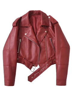CHAQUETA MOTERA CINTURÓN AJUSTABLE · ESTILO URBANO VINTAGE