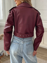 CHAQUETA MOTERA CINTURÓN AJUSTABLE · ESTILO URBANO VINTAGE
