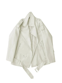 CHAQUETA MOTERA IMITACIÓN CUERO · CINTURÓN AJUSTABLE