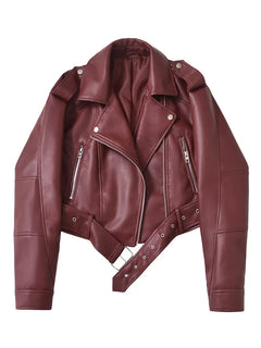 CHAQUETA MOTERA CINTURÓN AJUSTABLE · ESTILO URBANO VINTAGE