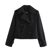 CHAQUETA CORTA VINTAGE DOBLE BOTONADURA · ELEGANCIA CONTEMPORÁNEA