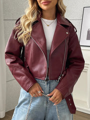 CHAQUETA MOTERA CINTURÓN AJUSTABLE · ESTILO URBANO VINTAGE
