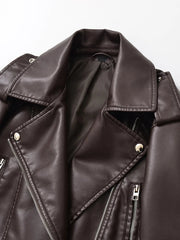 CHAQUETA MOTERA VINTAGE IMITACIÓN CUERO · CINTURÓN AJUSTABLE
