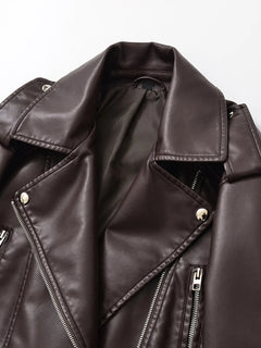 CHAQUETA MOTERA VINTAGE IMITACIÓN CUERO · CINTURÓN AJUSTABLE