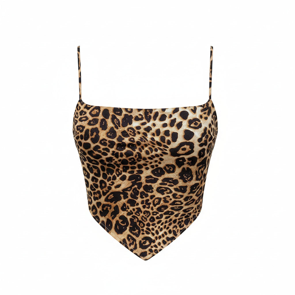 CAMISETA SIN MANGAS ESTAMPADO DE LEOPARDO · ESTILO URBANO Y ATREVIDO